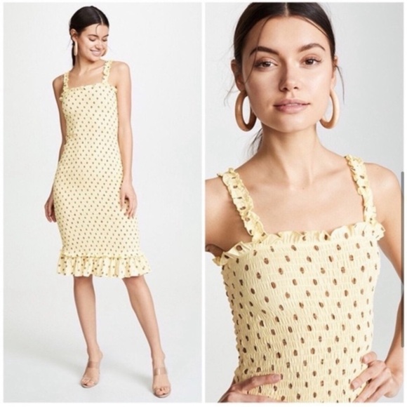Faithfull Nadine dress‎ size 8 polka dots yellow brown - Picture 3 of 10
